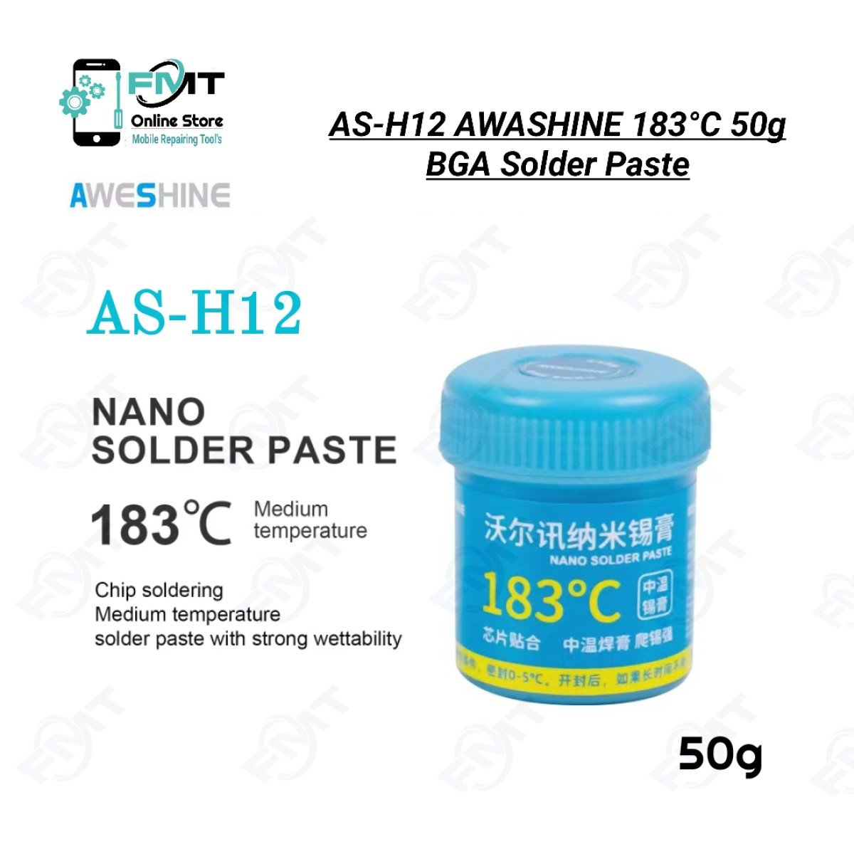 AS-H12 AWESHINE 183°C 50g BGA Solder Paste