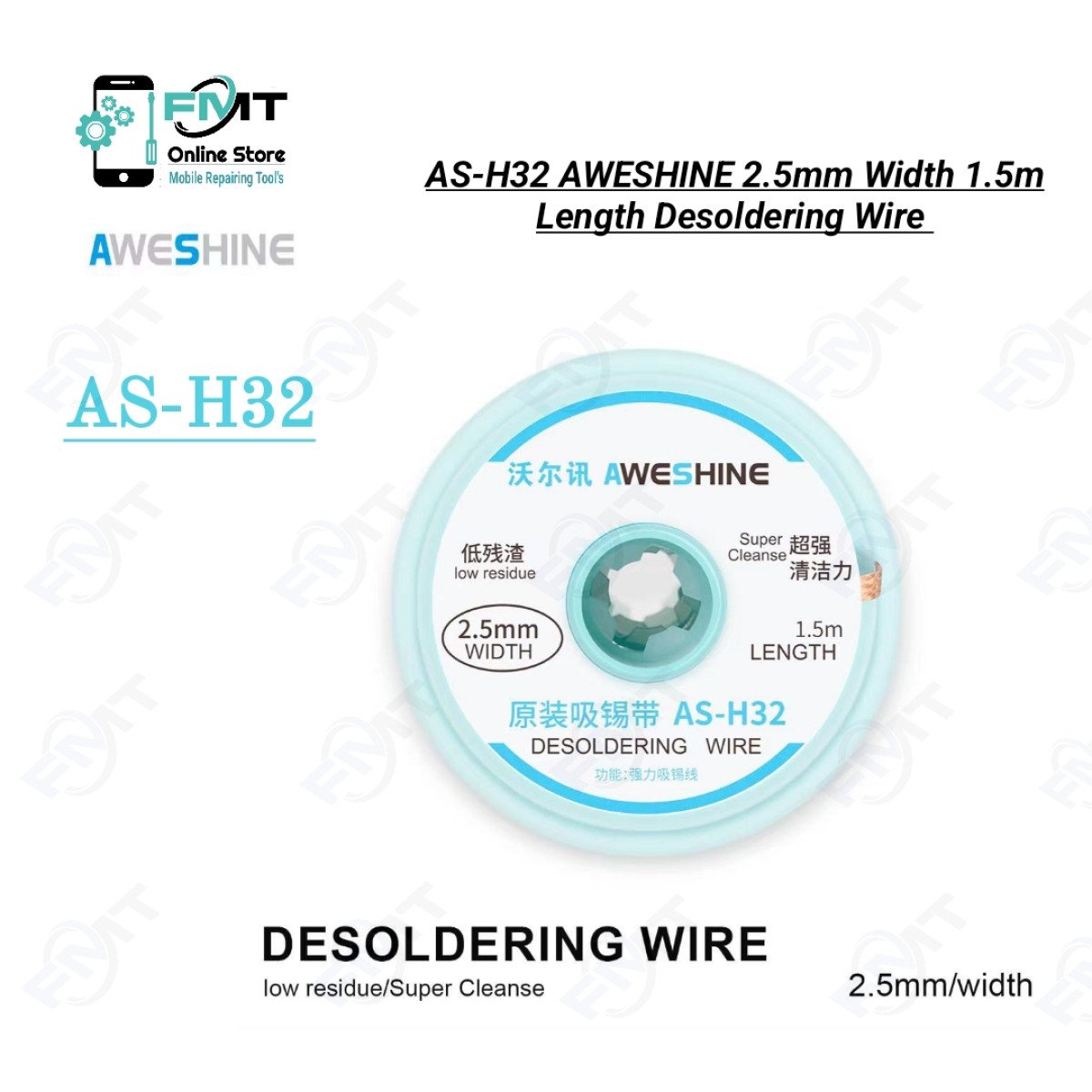 AS-H32 AWESHINE 2.5mm Width 1.5m Length Desoldering Wire