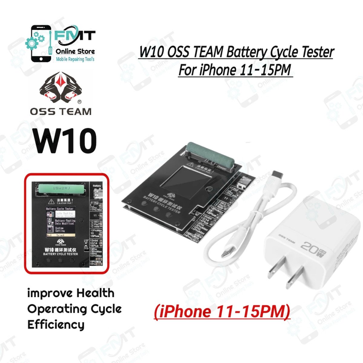 W10 OSS TEAM Battery Efficiency Pop-up Tester For iPhone 11-15 Series