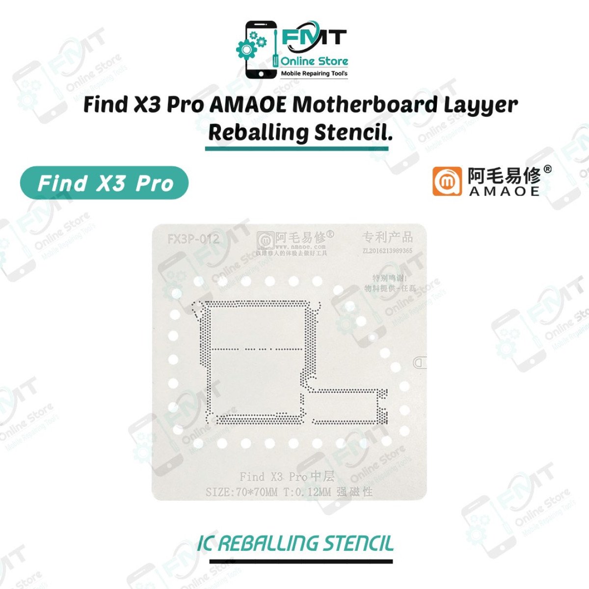 Find X3 Pro AMAOE  Motherboard Middle Layer Reballing Stencil
