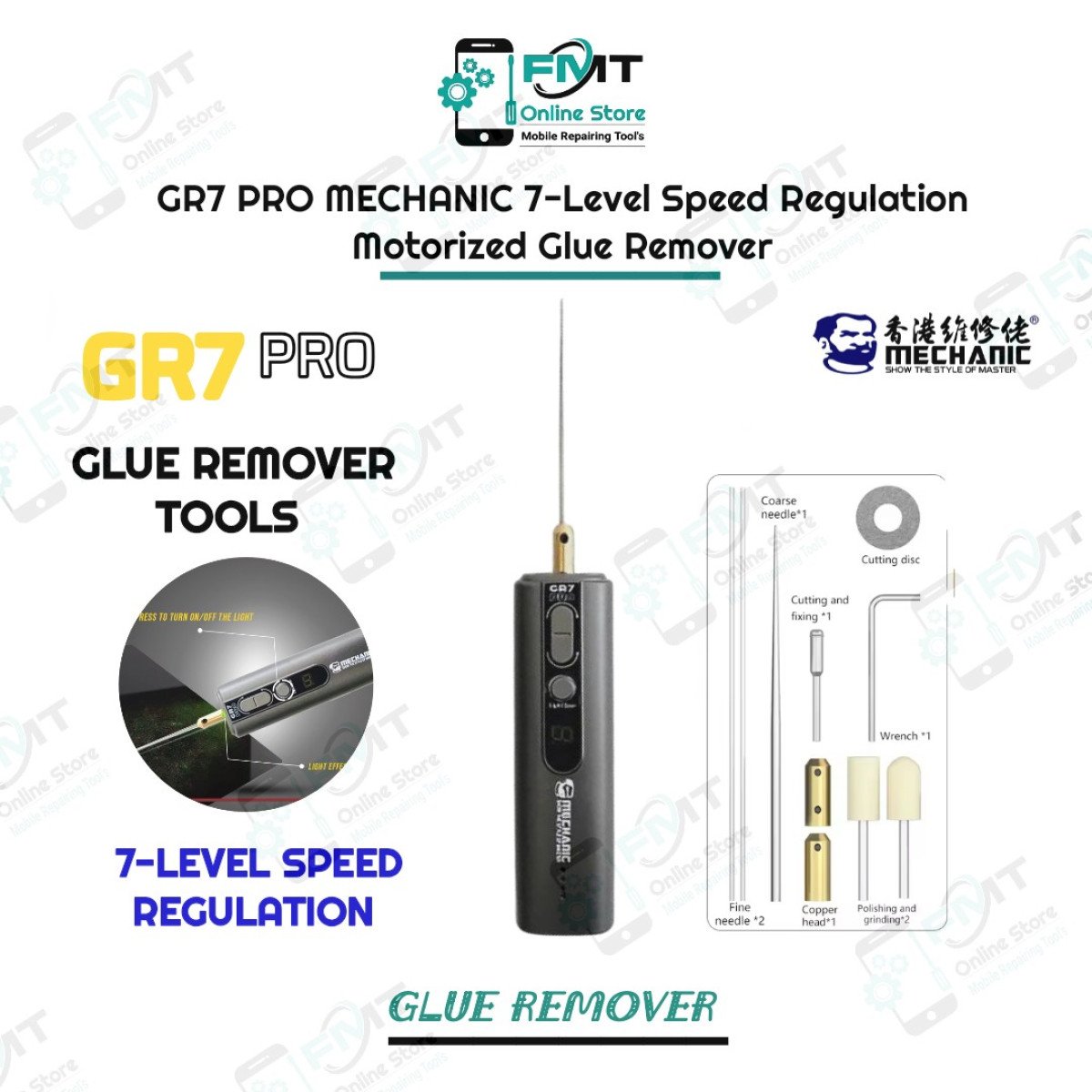 GR7 PRO MECHANIC 7-Level Speed Regulation Motorized Glue Remover
