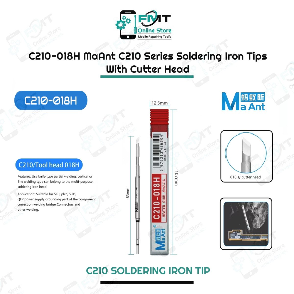 C210-018H MaAnt C210 Series Soldering iron tip With a Cutter Head