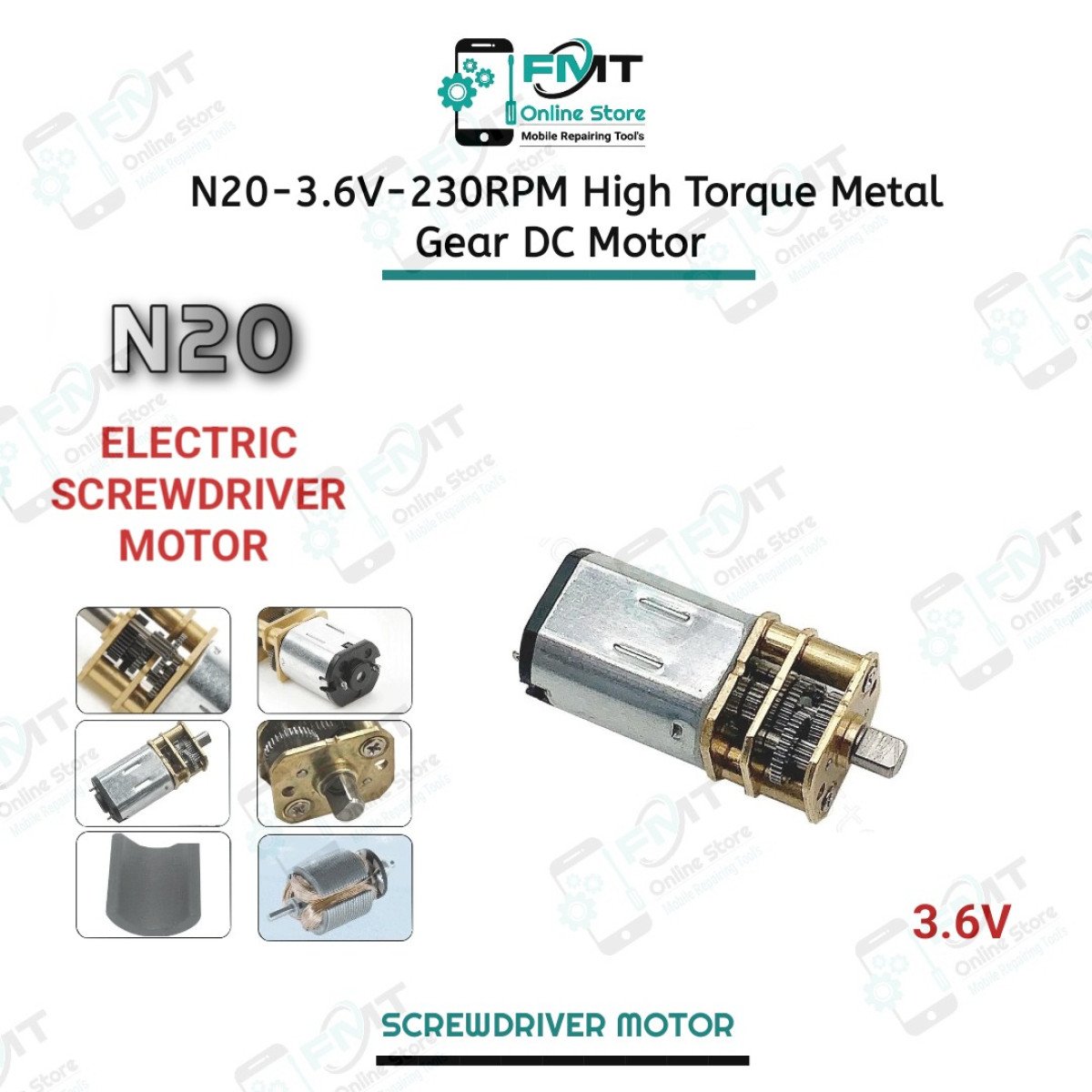 N20-3.6V-230RPM High Torque Metal Gear DC Motor
