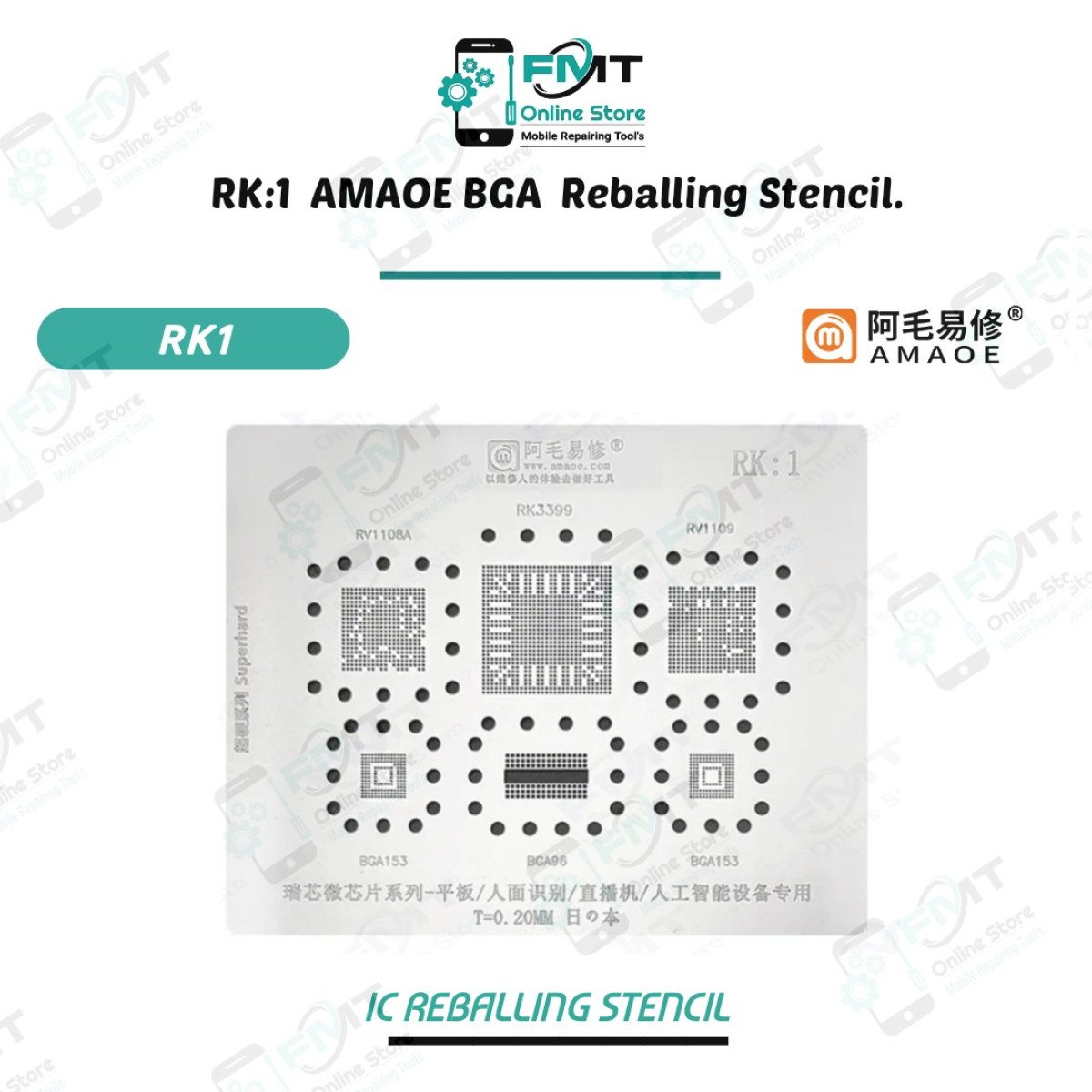 RK:1 AMAOE Rockchip BGA Reballing Stencil