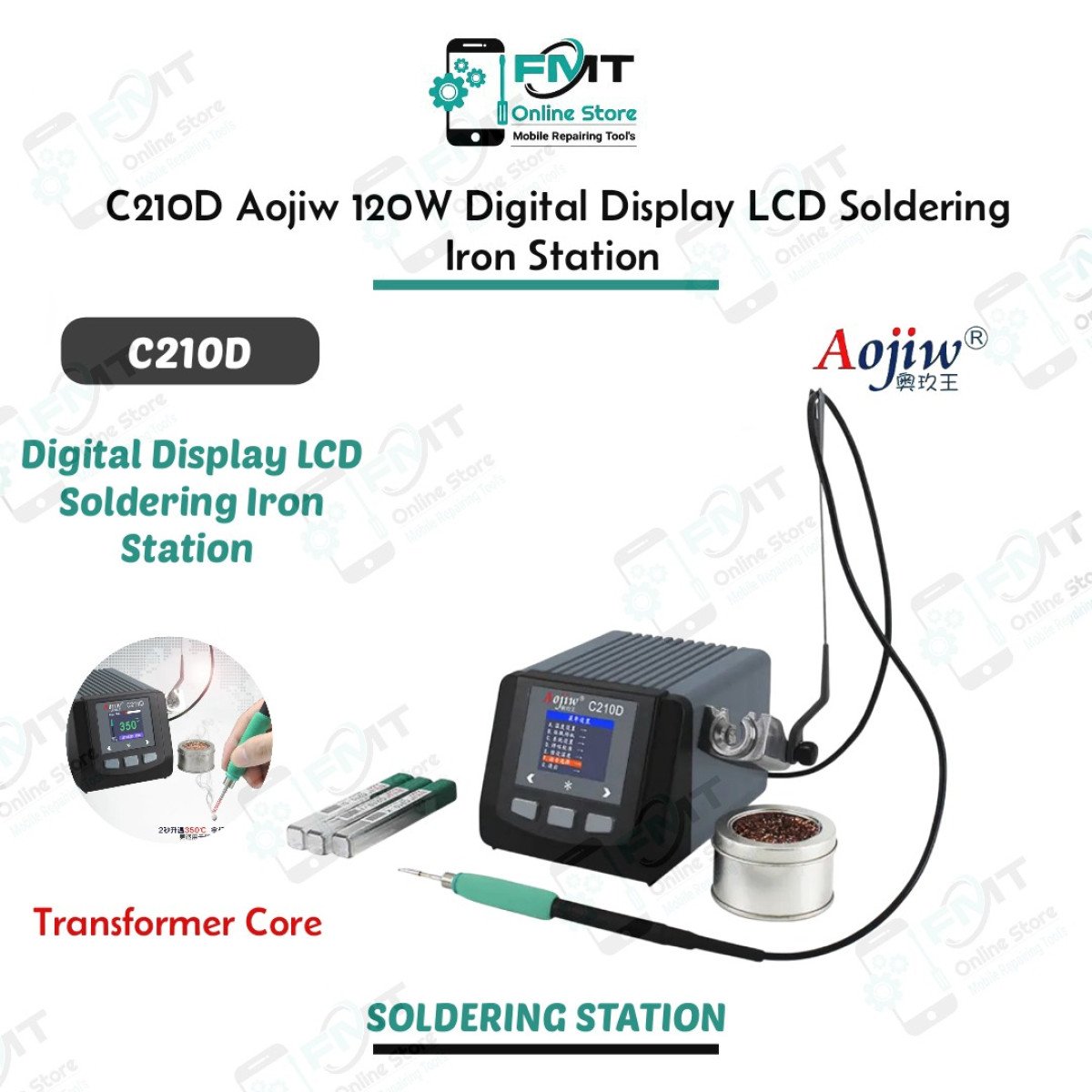C210D Aojiw 120W Digital Display LCD Soldering Iron Station