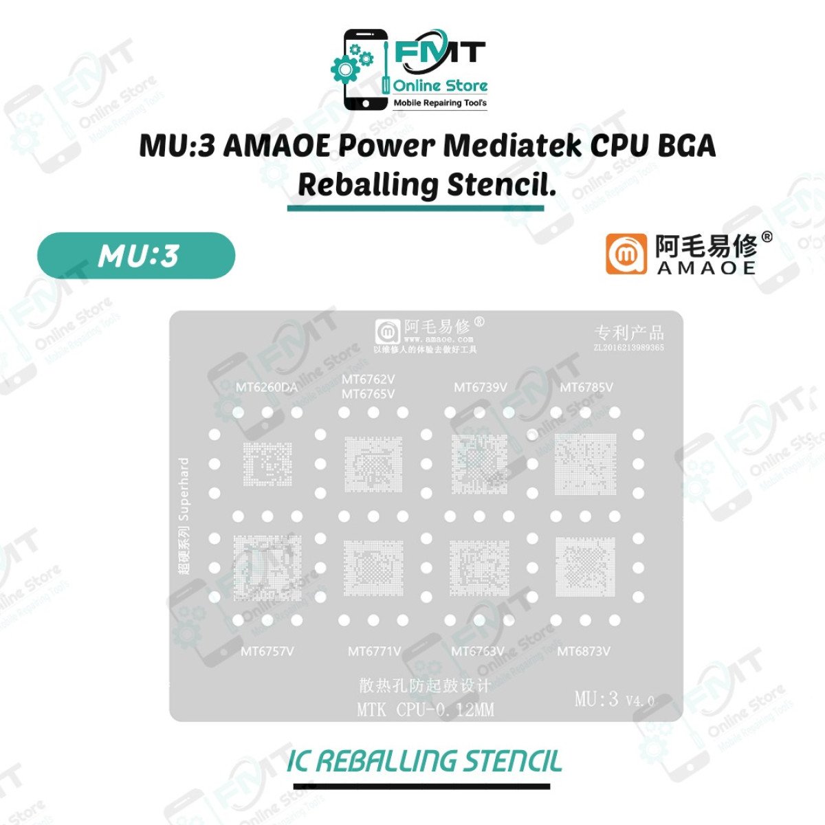 MU:3 AMAOE MEDIATEK CPU BGA Reballing Stencil
