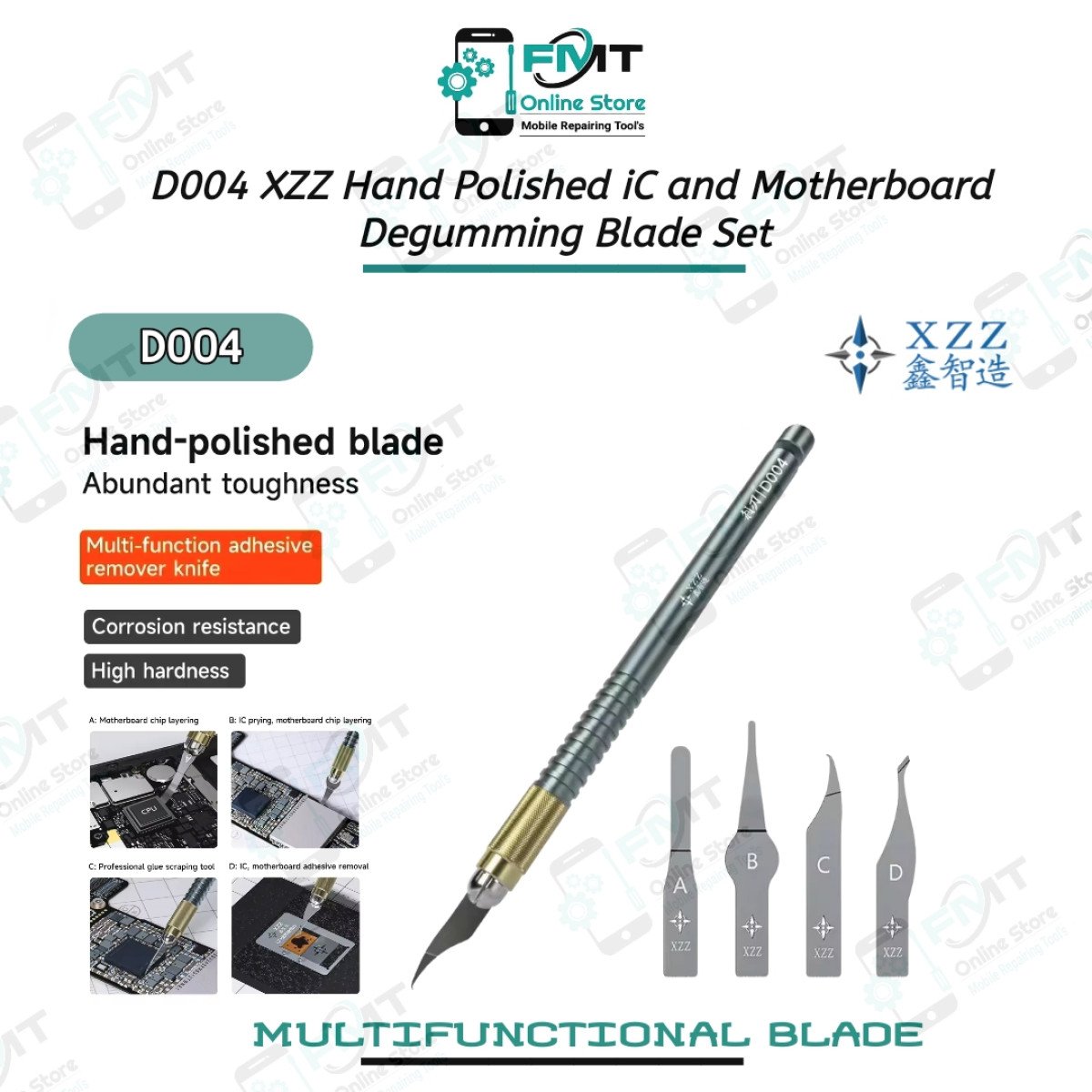 D004 XZZ Hand Polished iC and Motherboard Degumming Blade Set