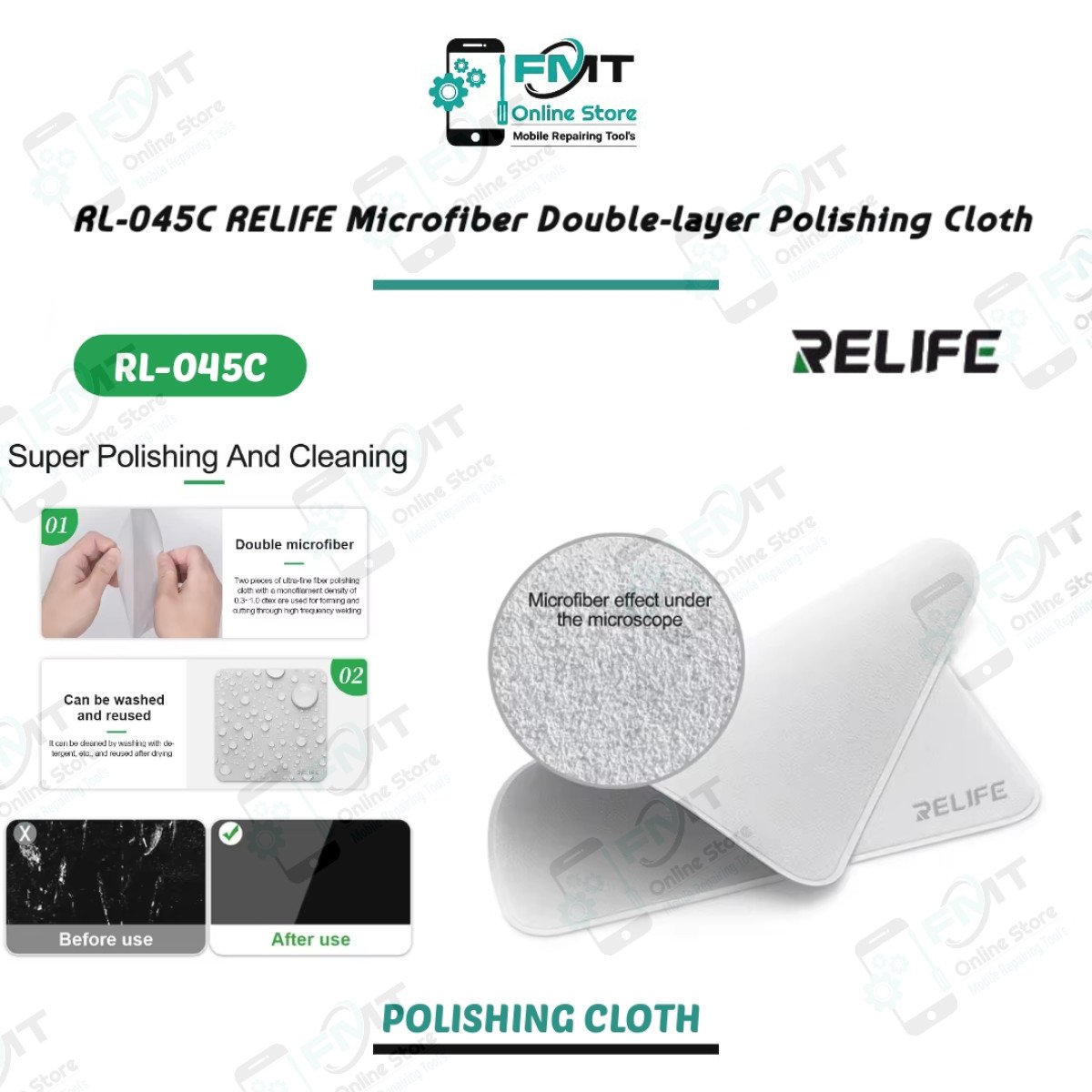 RL-045C RELIFE Microfiber Double Layer Polishing Cloth