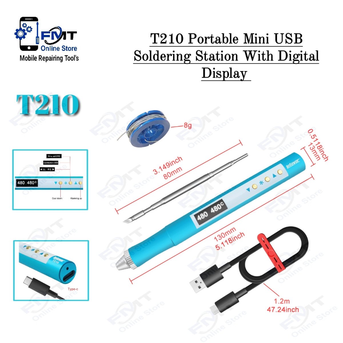T210 Portable Mini USB Soldering Station With Digital Display